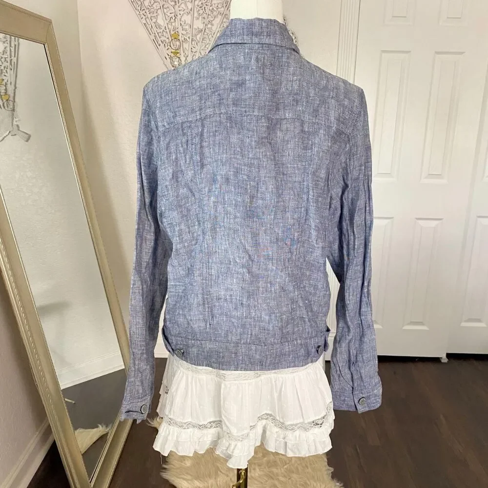 NWT Jones & Co Lightweight Blue 100% Linen Jacket L